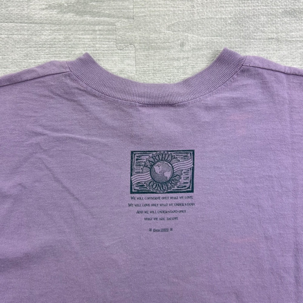 Vintage 90s Feel The Rhythm Of The Earth Shirt Size Medium Purple Nature Earth - Picture 5 of 9